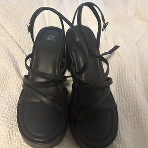 Black high heel sandals